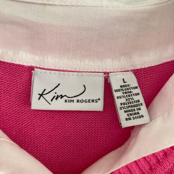 Ladies pink and white top ribbed material. - Picture 3 of 3